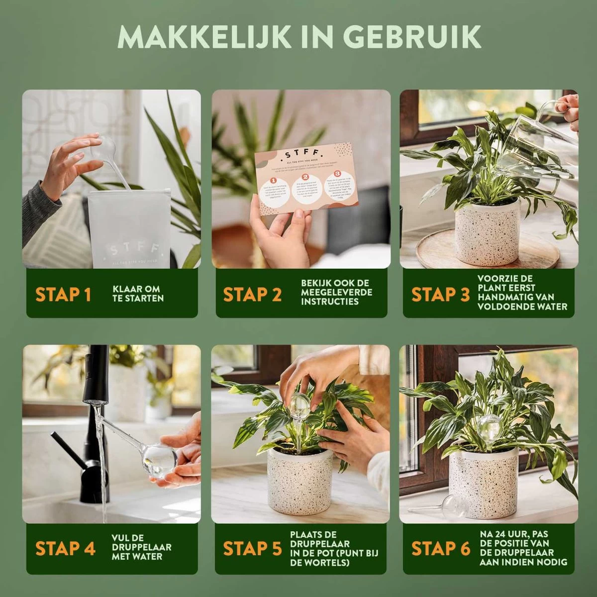 STFF & Co® Waterdruppelaar Voor Planten – Irrigatiesysteem Automatisch Watergeefsysteem – Waterbollen Voor Planten – Bewateringssysteem – 8 Stuks - 5cm - Image 4