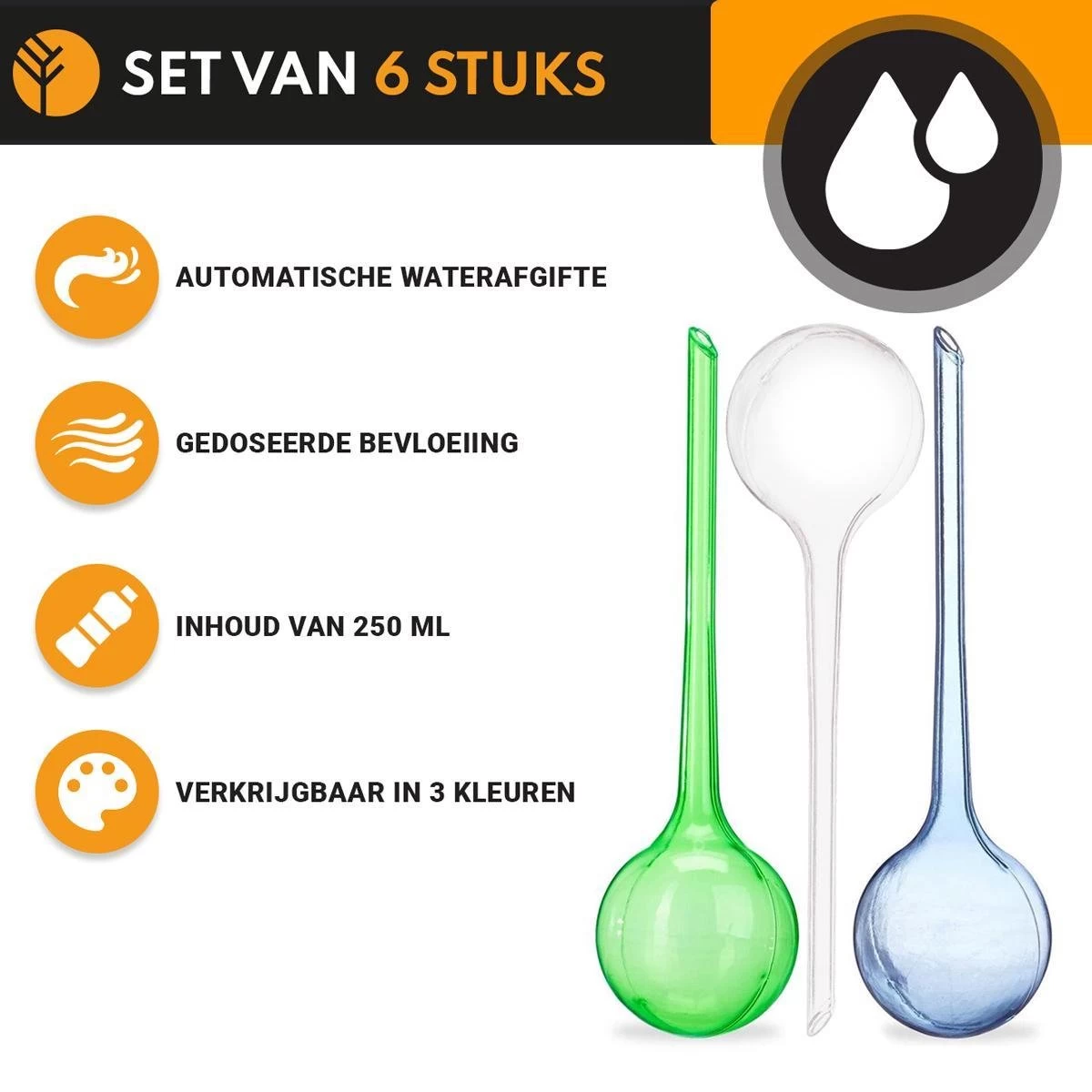 Waterdruppelaar Blauw Set Van 6 Stuks Voor Planten – 27 CM – Automatisch Watergeefsysteem Voor Kamerplanten – Planten Watergever Met Druppelsysteem – Waterbol - Image 3