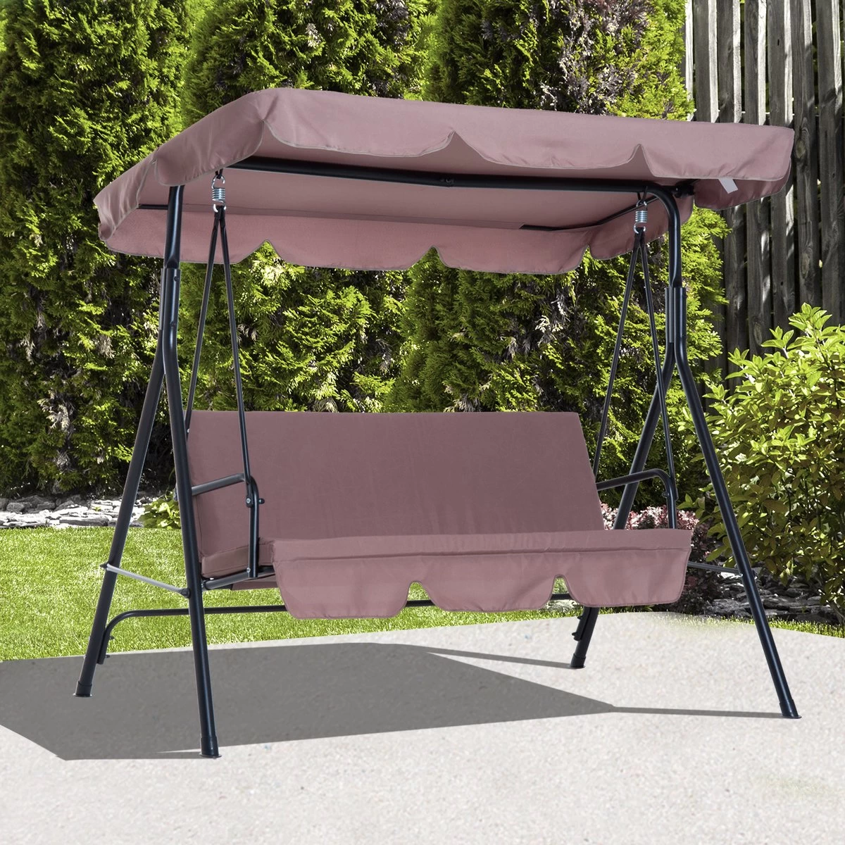 Outsunny Hollywoodschommel 3-zits Tuinschommel Schommelbank Met Dak 3 Kleuren 84A-054 - Image 4