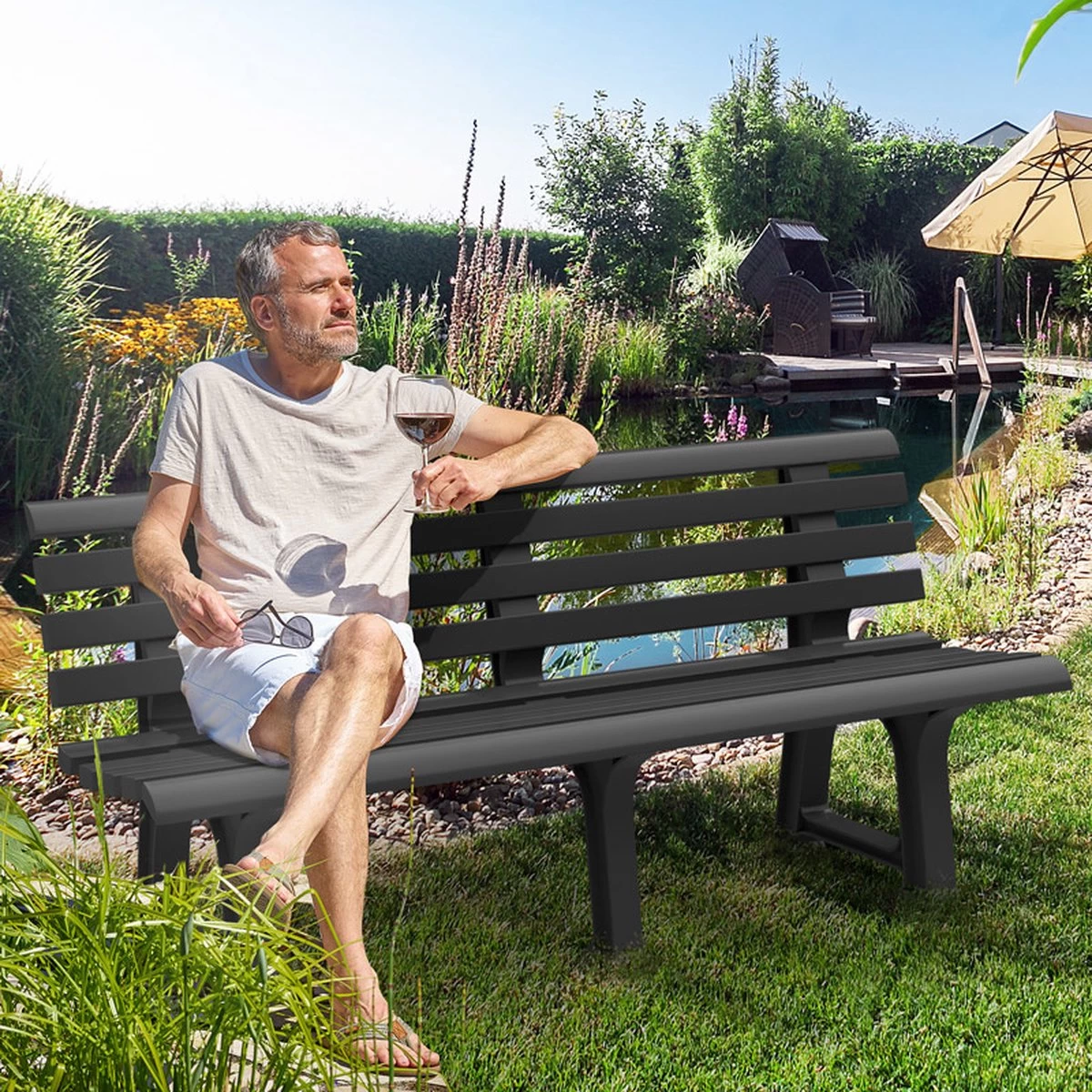 Casaria Tuinbank Orchidea – Kunststof/240kg Belastbaar – Antraciet - Image 6