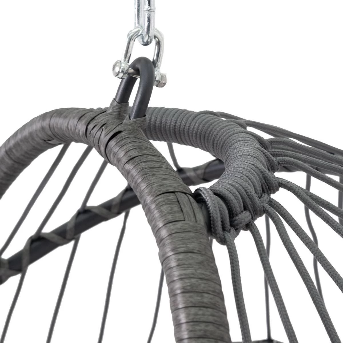 Pro Garden Lowander Hangstoel Egg 191x126x126- Schommelstoel Met Rattan Cocoon En Robuust Stalen Standaard Incl. Kussens - Volledig Inklapbaar - Lichtgrijs - Image 2