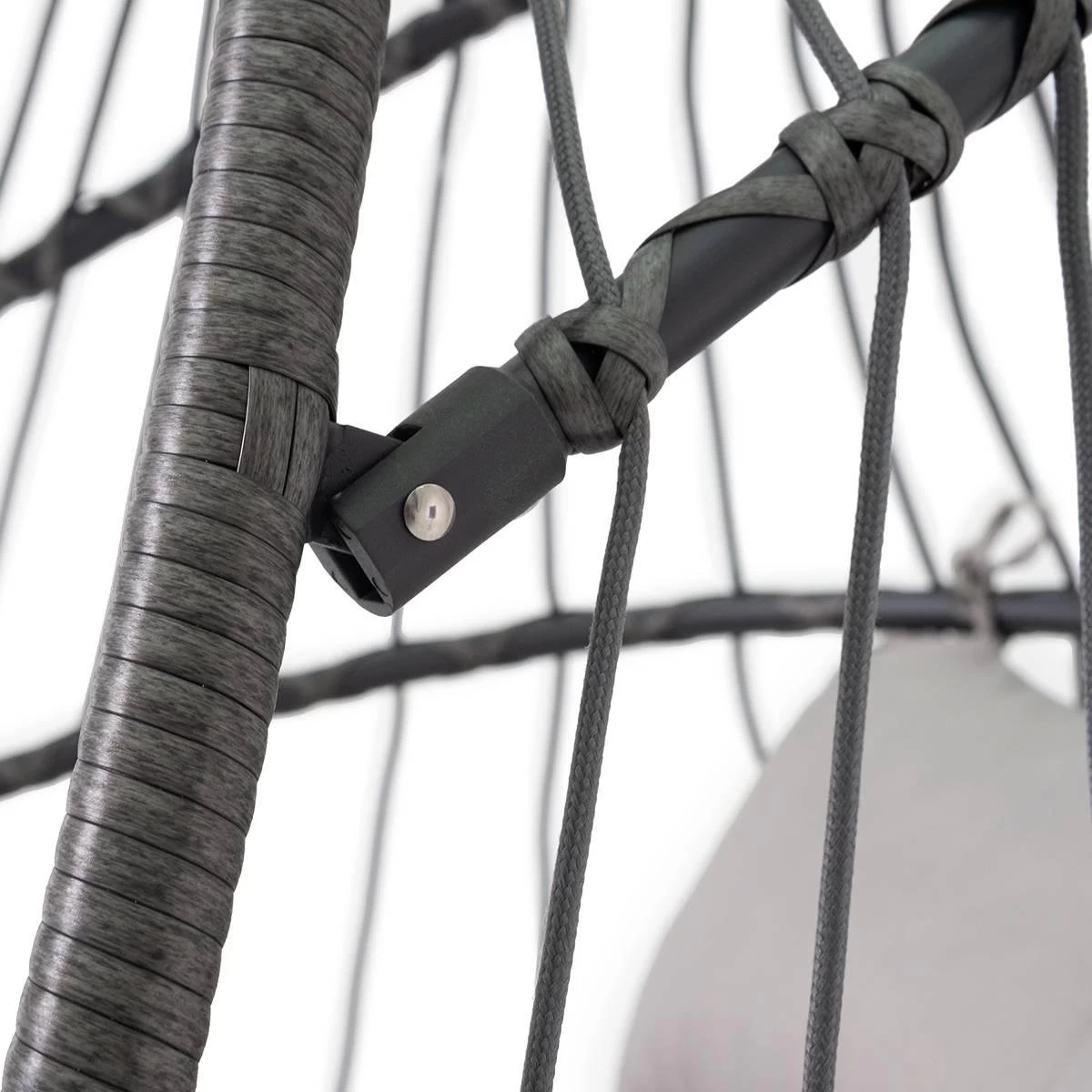 Pro Garden Lowander Hangstoel Egg 191x126x126- Schommelstoel Met Rattan Cocoon En Robuust Stalen Standaard Incl. Kussens - Volledig Inklapbaar - Lichtgrijs - Image 10