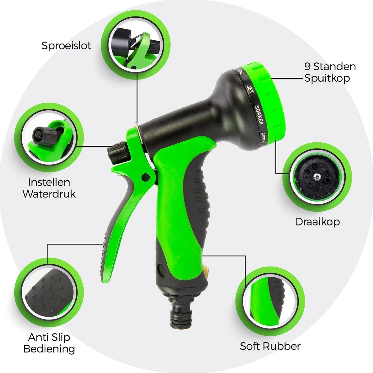 MD-Goods ® Super Sterk Uitrekbare Tuinslang Tot 30 Meter + GRATIS Tas En Koppelstuk - Tuinsproeier - Tuin Besproeien - Waterslang - Sproeikop - Groen - Flexibel Elastisch - Image 2