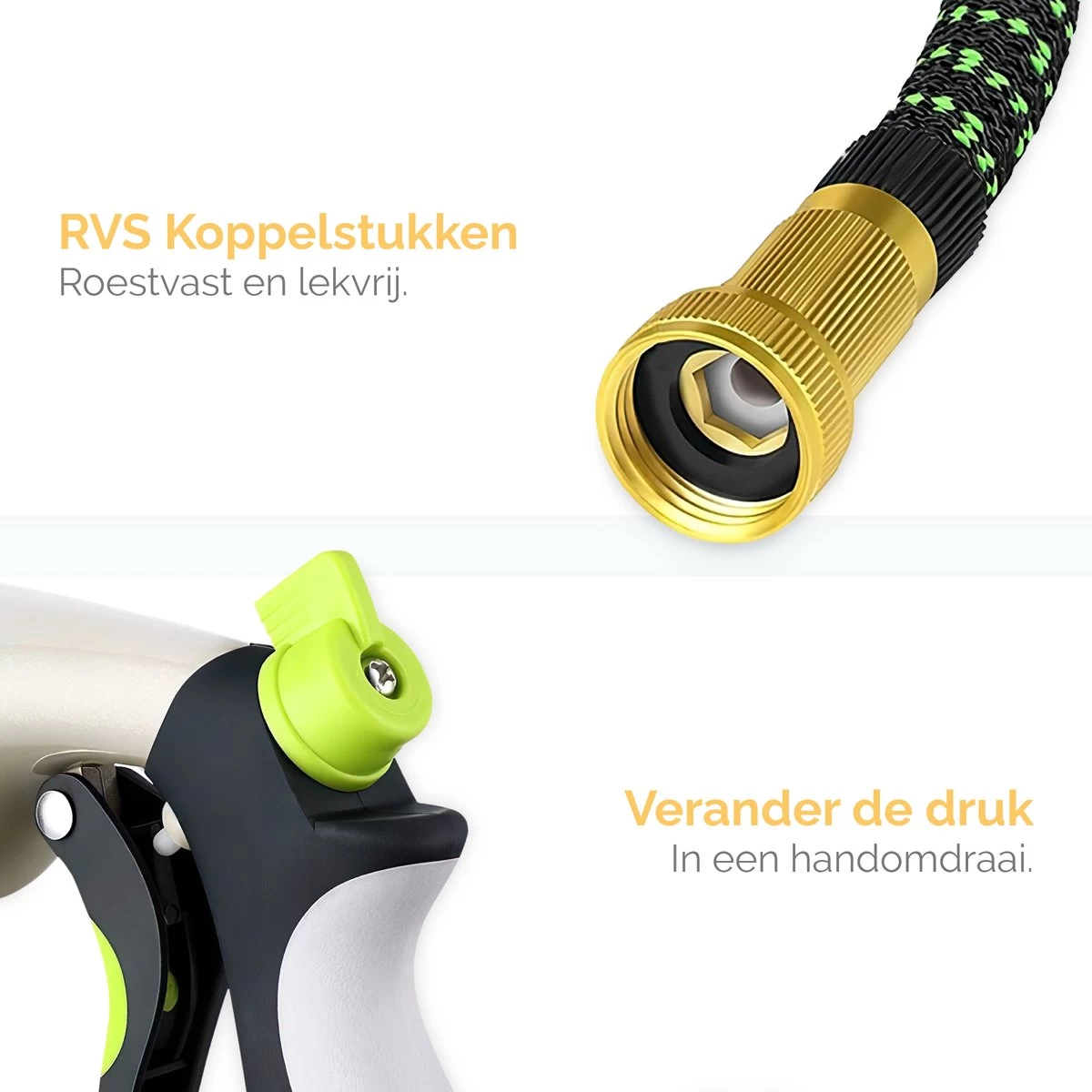 Goliving Tuinslang Flexibel - 30 Meter - Uitrekbare Tuinslang Sproeier - Tuinsproeier - Zwart - Acht Standen - Met Opbergtas - Image 3