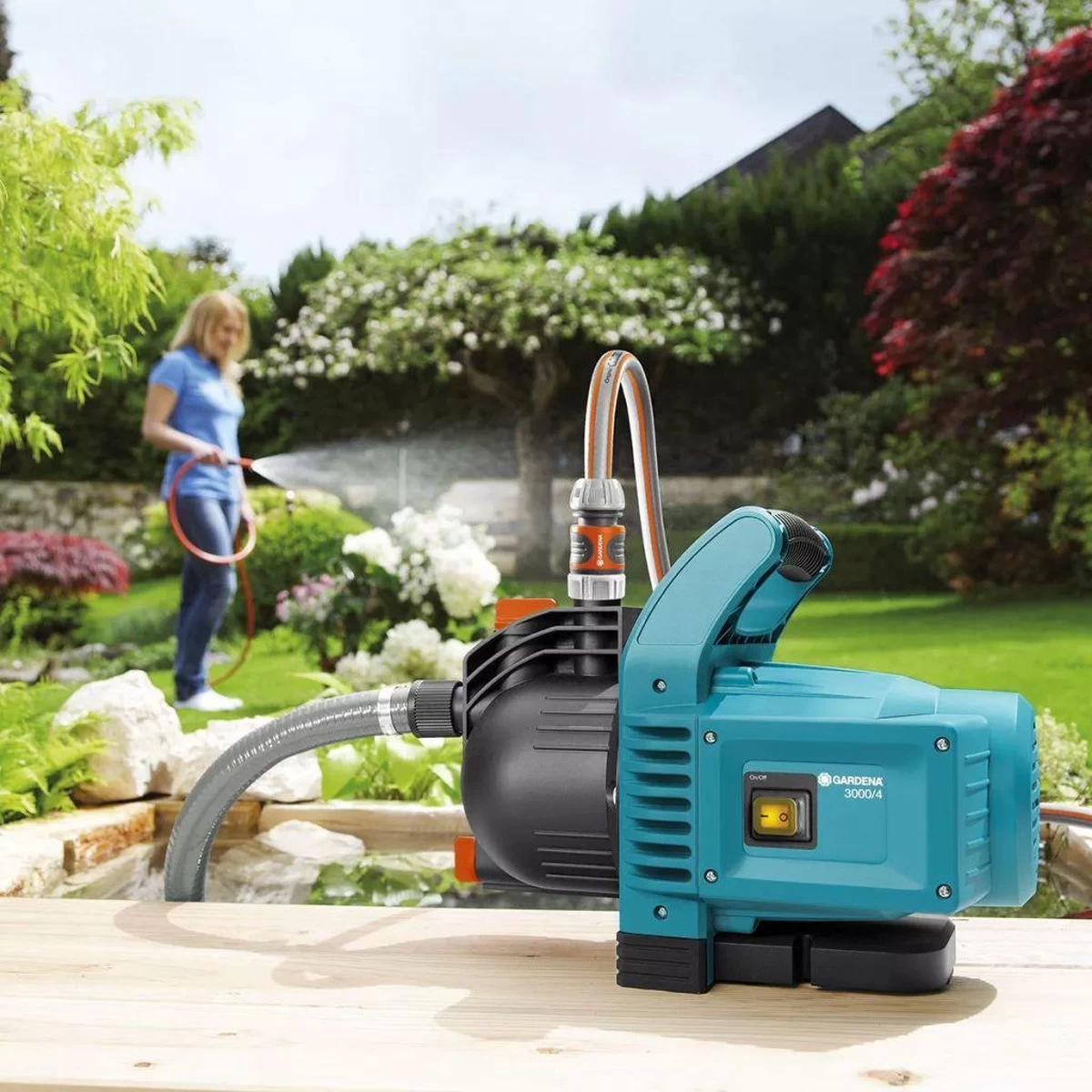 GARDENA - Classic Besproeiingspomp 3000/4 Compleet - Waterpomp - Incl. 3.5 M Aanzuigslang En 20 M Slang - Image 4