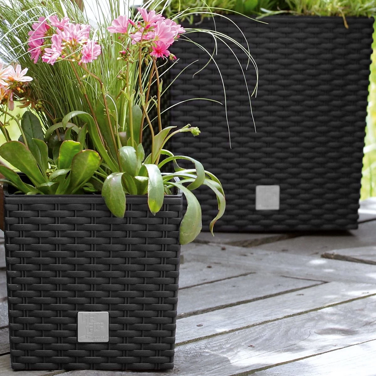 Prosperplast Kunststof Rato Rotan Bloempot/plantenpot Met Binnenpot Antraciet 40 Cm - Bloempotten Voor Binnen En Buiten - Image 8