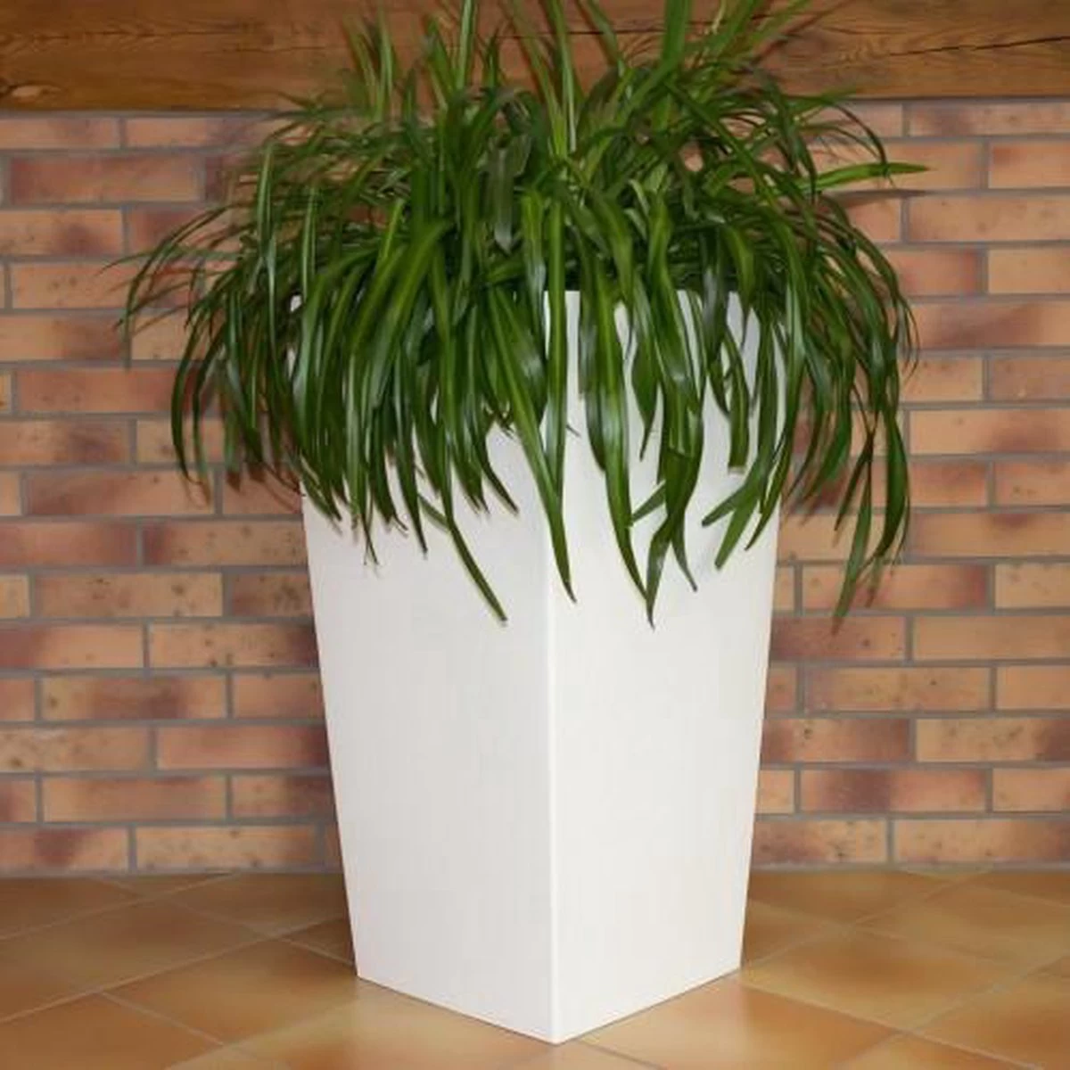 Prosperplast Kunststof Urbi Bloempot/plantenpot Met Binnenpot Wit 32 X 32 X 61 Cm - 21/49 Liter - Hoge Vierkante Bloempotten - Image 13