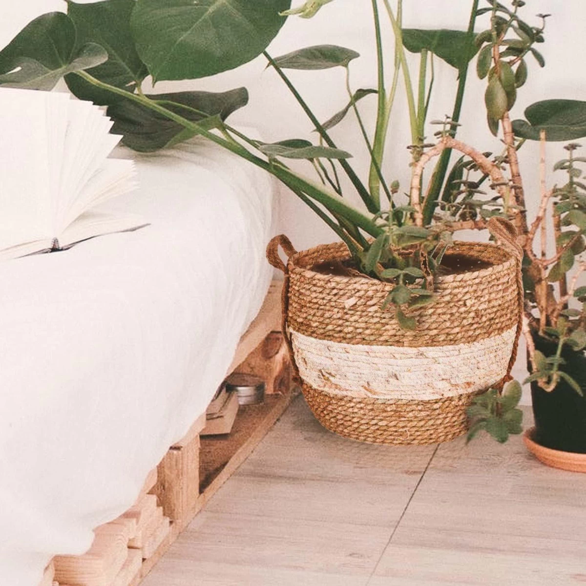 Merkloos Plantenmand 30x22cm Naturel Bruin – Multifunctionele Mand – Handgemaakt – Planten-houder – Planten Accessoires – Planten Mand - Image 6