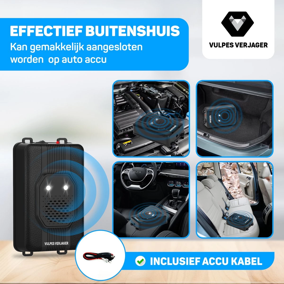 Vulpes Verjager® Marterverjager - Ongedierteverjager - Multifunctionele Set Binnen & Buiten - Batterijen, 12V & Auto Accu - Marters, Muizen & Ratten - Steenmarter Verjager PRO - Incl. E-Book - Image 5