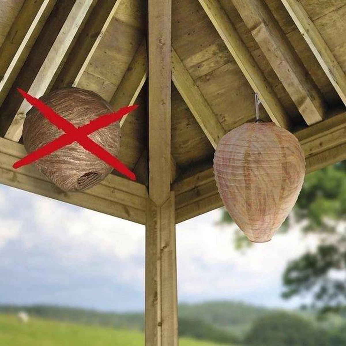 2x Ecosect Wespenverjager Met NL Gebruiksaanwijzing - Wespenverschrikker - Wespenvanger - Nep Wespennest - Dummy Wespennest - Wespinator - Wasp Protector - Wespen Zak - - Image 2