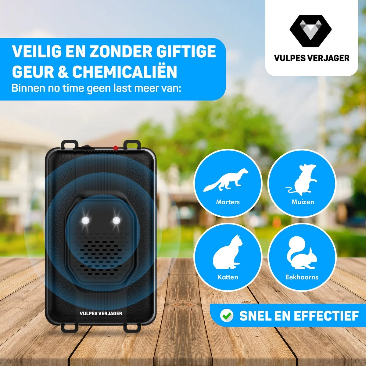 Vulpes Verjager® Marterverjager - Ongedierteverjager - Multifunctionele Set Binnen & Buiten - Batterijen, 12V & Auto Accu - Marters, Muizen & Ratten - Steenmarter Verjager PRO - 2 Stuks - Incl. E-book - Image 8