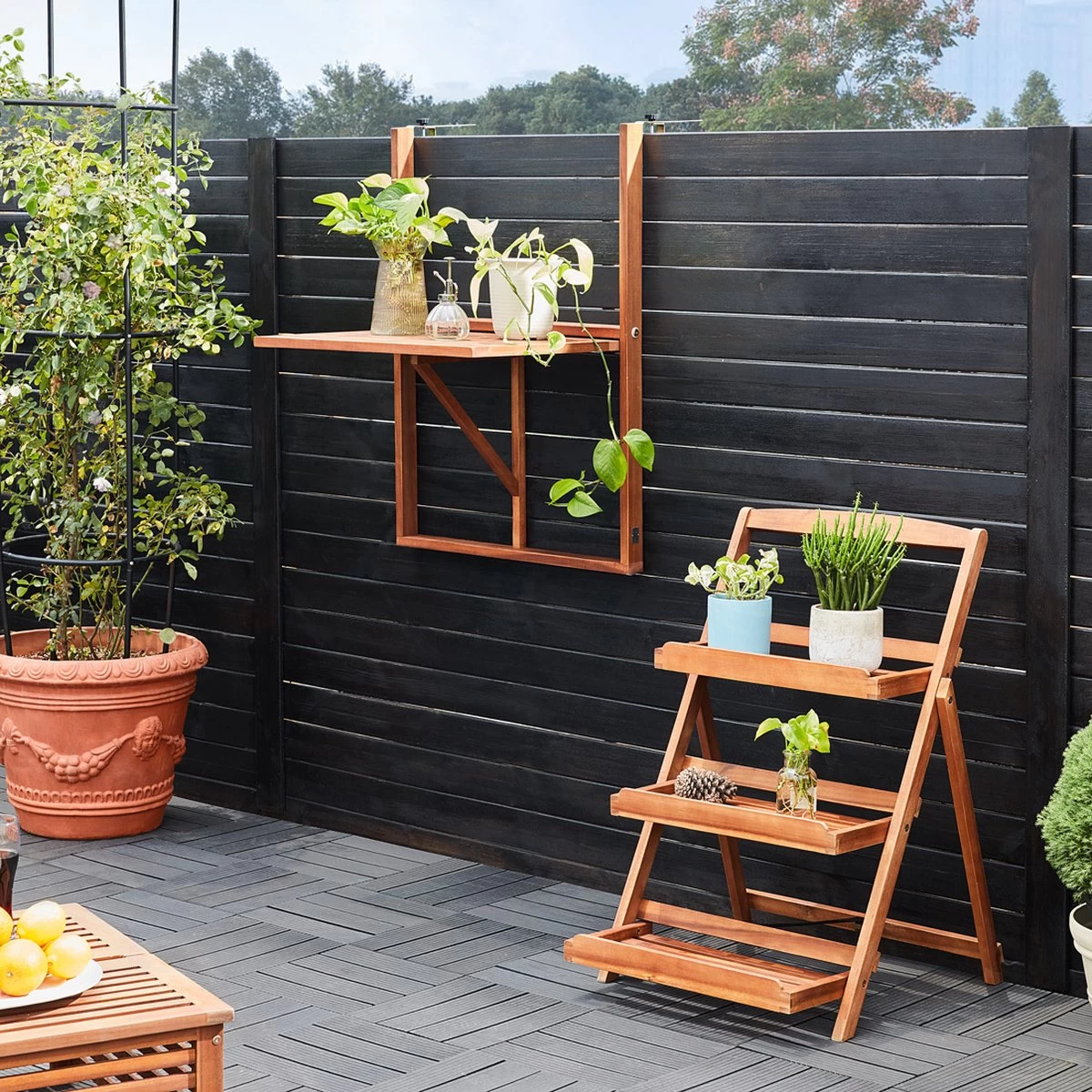 Merkloos Casaria Balkontafel - FSC®-Gecertificeerd Acaciahout – Hangend – Bruin - Image 11