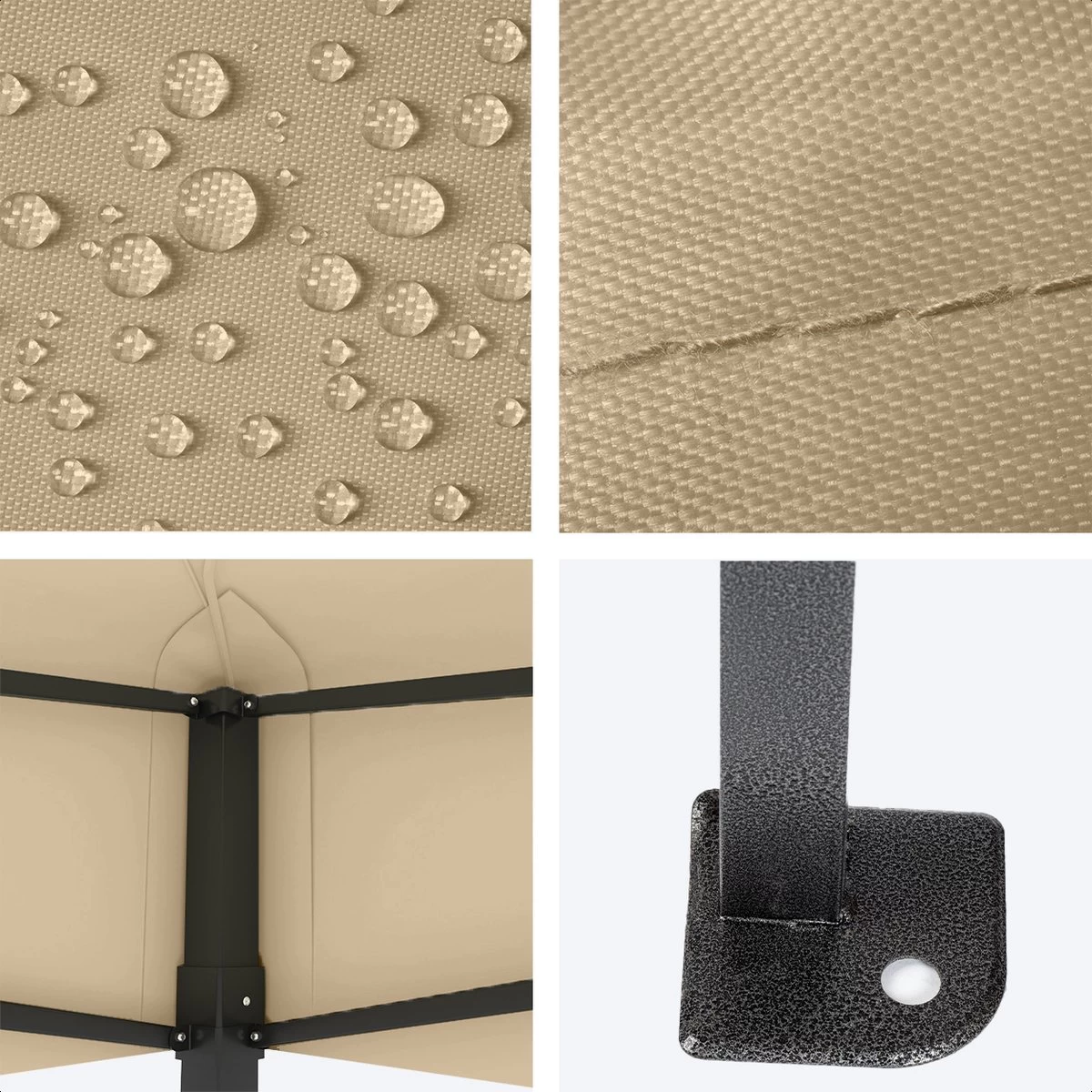 LifeGoods Partytent - 3x4.5 M - Zijwanden - Easy Up - Opvouwbaar - Waterdicht - Draagtas Met Wieltjes - Beige - Image 6