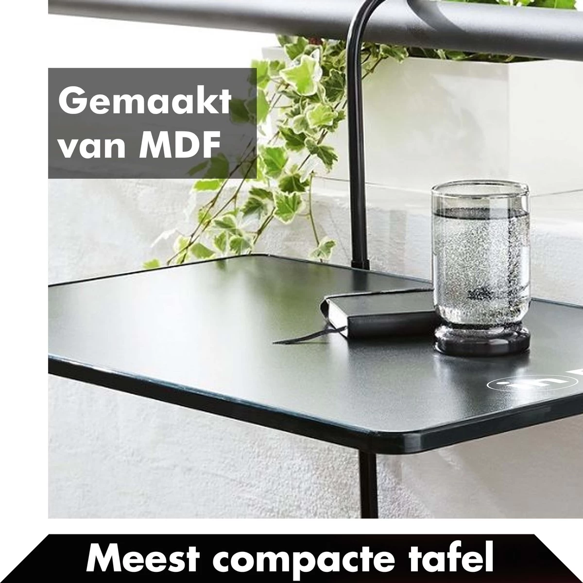 Balkontafel Inklapbaar – Zwart – 60 X 60 X 70 Cm – Hout Balkontafeltje Hangend Balkonbar Balkontafels Opklapbaar Hangtafel Balcony Table – Ophangbaar Voor Aan Het Balkon – Vouwtafel Wandtafel Inklapbare Tafel – Bijzettafel – Buiten Tafeltje Klaptafel - Image 5