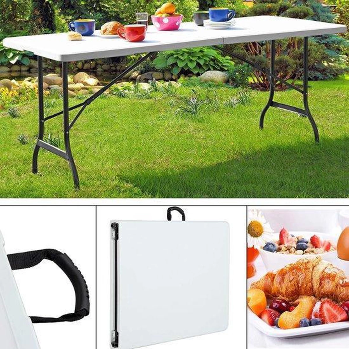 MaxxGarden Klaptafel - Inklapbare Tafel - Opvouwbare Tuintafel - Weerbestendig - Inclusief Handvat - 180x70x74 - Image 8