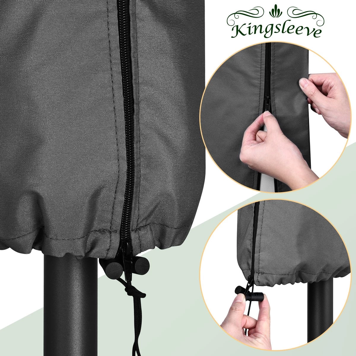 Kingsleeve Parasolhoes Tot Ø 330cm - Weerbestendig Robuust - Grijs - Image 12