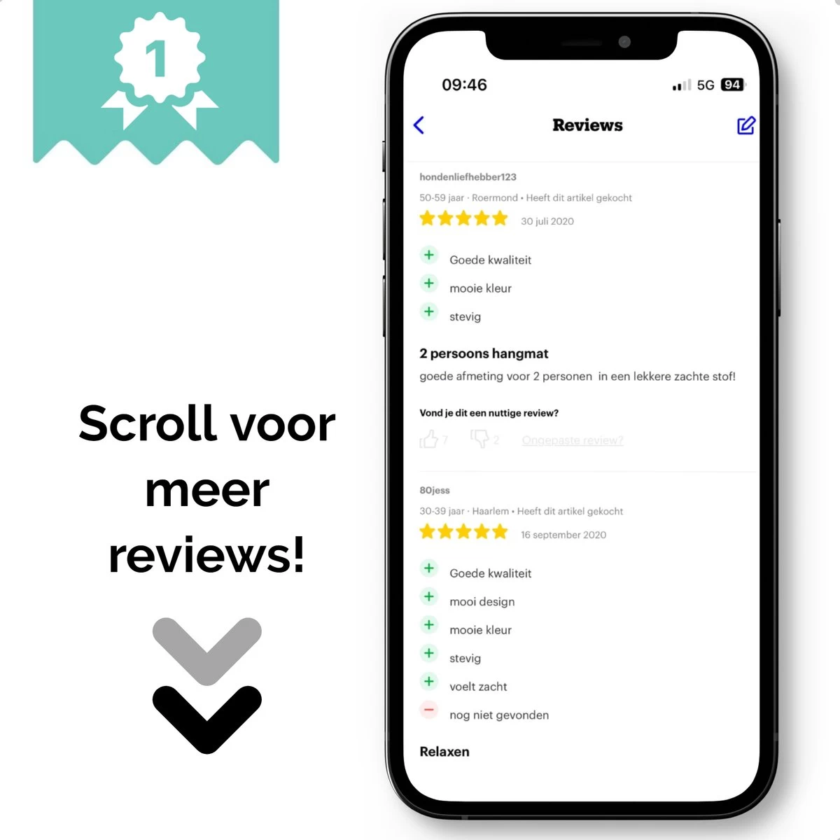 Dubbele Hangmat Zwart Met Spreidstok - 1 Of 2 Persoons - Lig Oppervlak 190x150cm - Lengte 260cm - Image 3