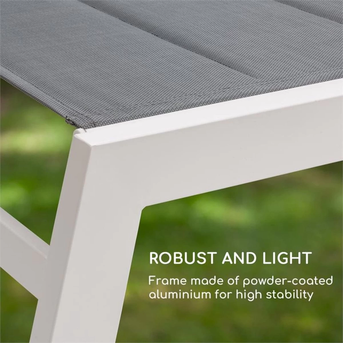 Blumfeldt Renazzo Lounge Ligstoel - Ligbed Voor De Tuin - Aluminium Tuinstoel - 6 Standen - Waterafstotend - Bekleding Van 70 % Pvc En 30 % Polyetheen - Grijs - Image 8