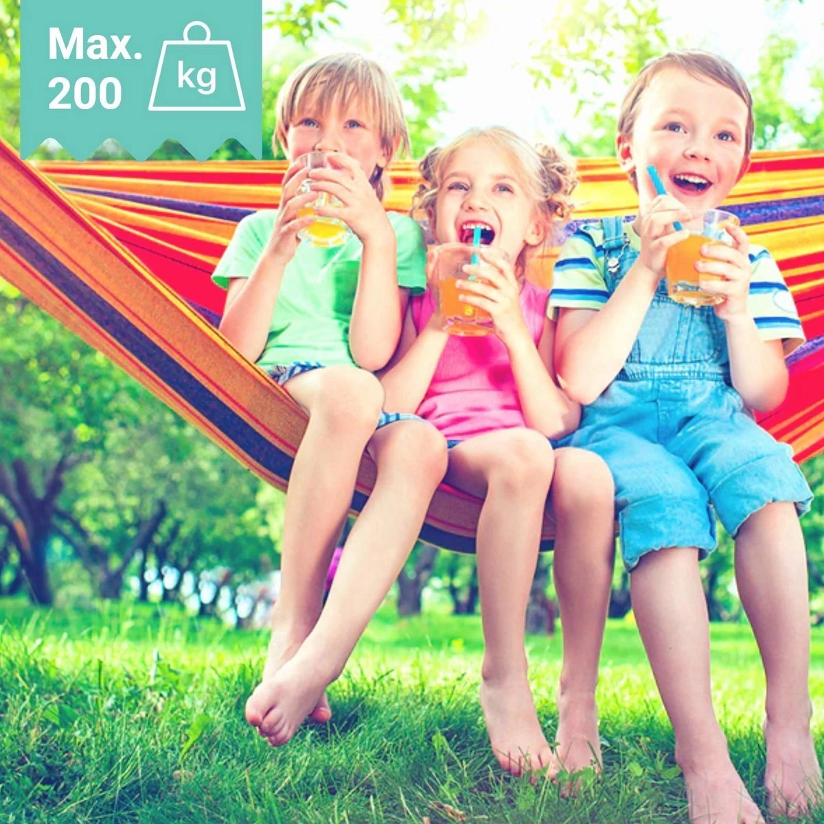 Dubbele Hangmat Rood Met Spreidstok - 1 Of 2 Persoons - Lig Oppervlak 190x150cm - Lengte 260cm - Image 4