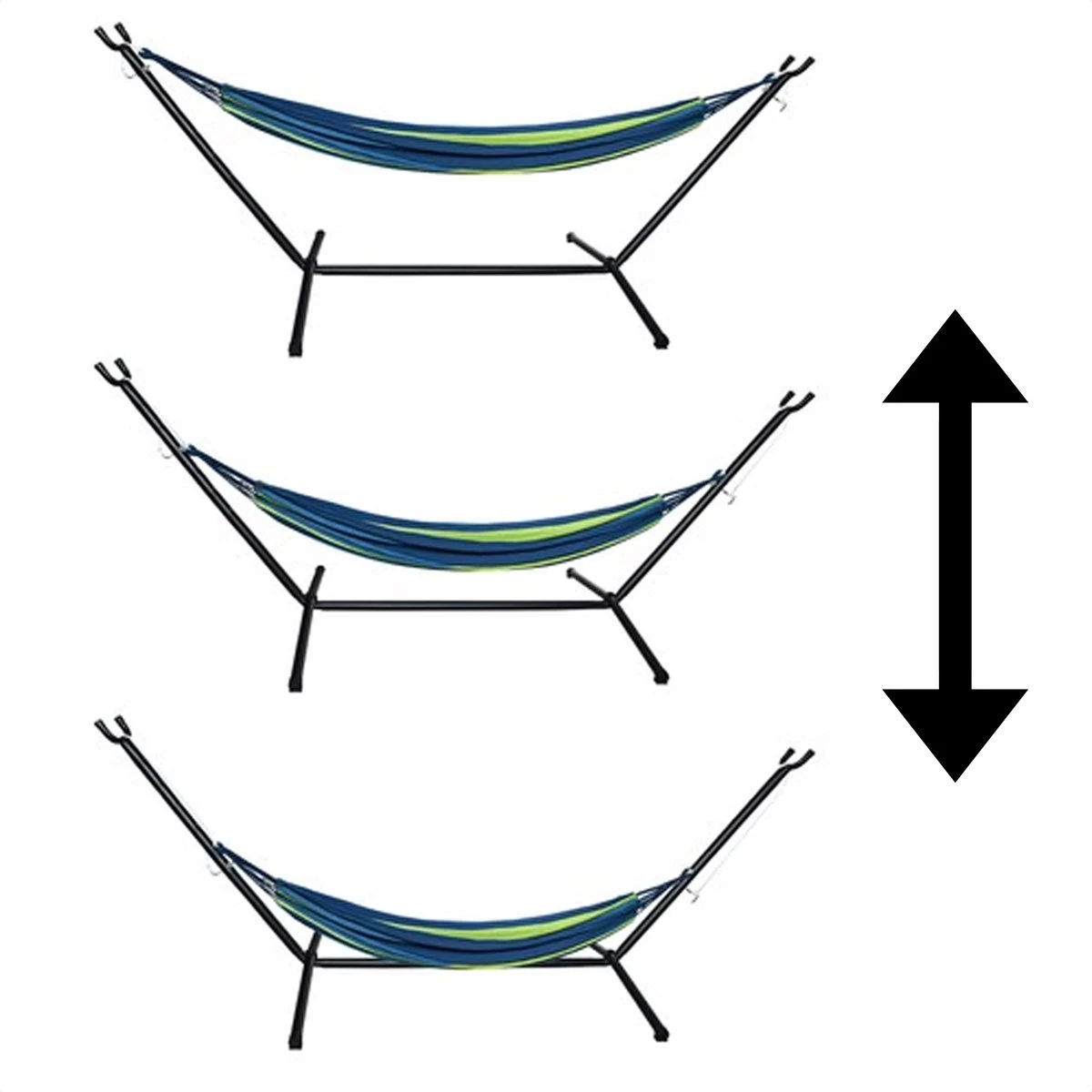 Hangmat Met Standaard En Opbergtas – 2 Persoons – Max. Draaggewicht 200Kg – Hangmatset – Hangmatten – Hang Mat Voor Binnen En Buiten – Hangmatstandaard – Hammock – Blauw / Groen - Image 4