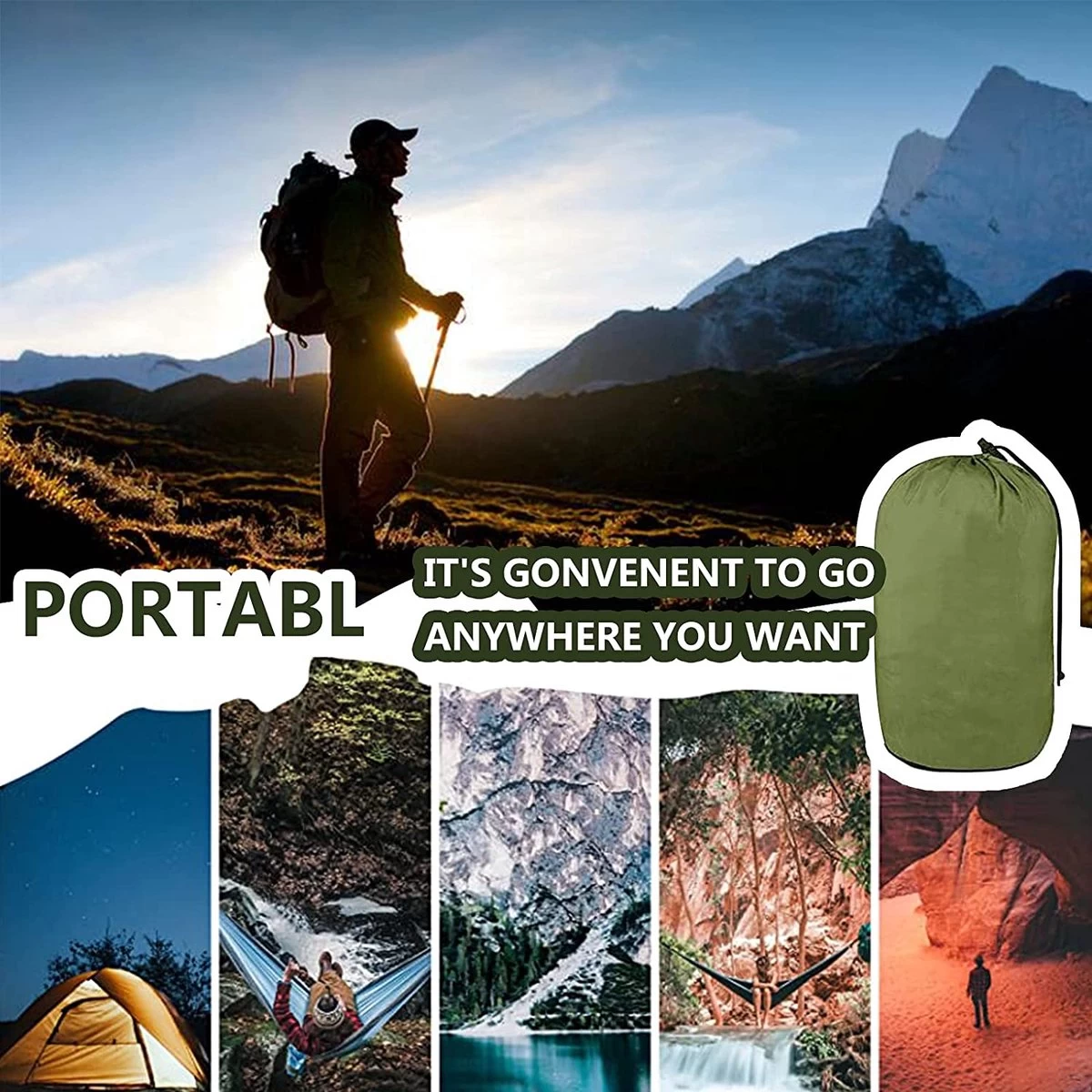 IBright Hangmat XXL - Complete Set – Incl. Karabijnhaken En Riemen - Tot 200 Kg - 270x140cm - Leger Groen - Image 2