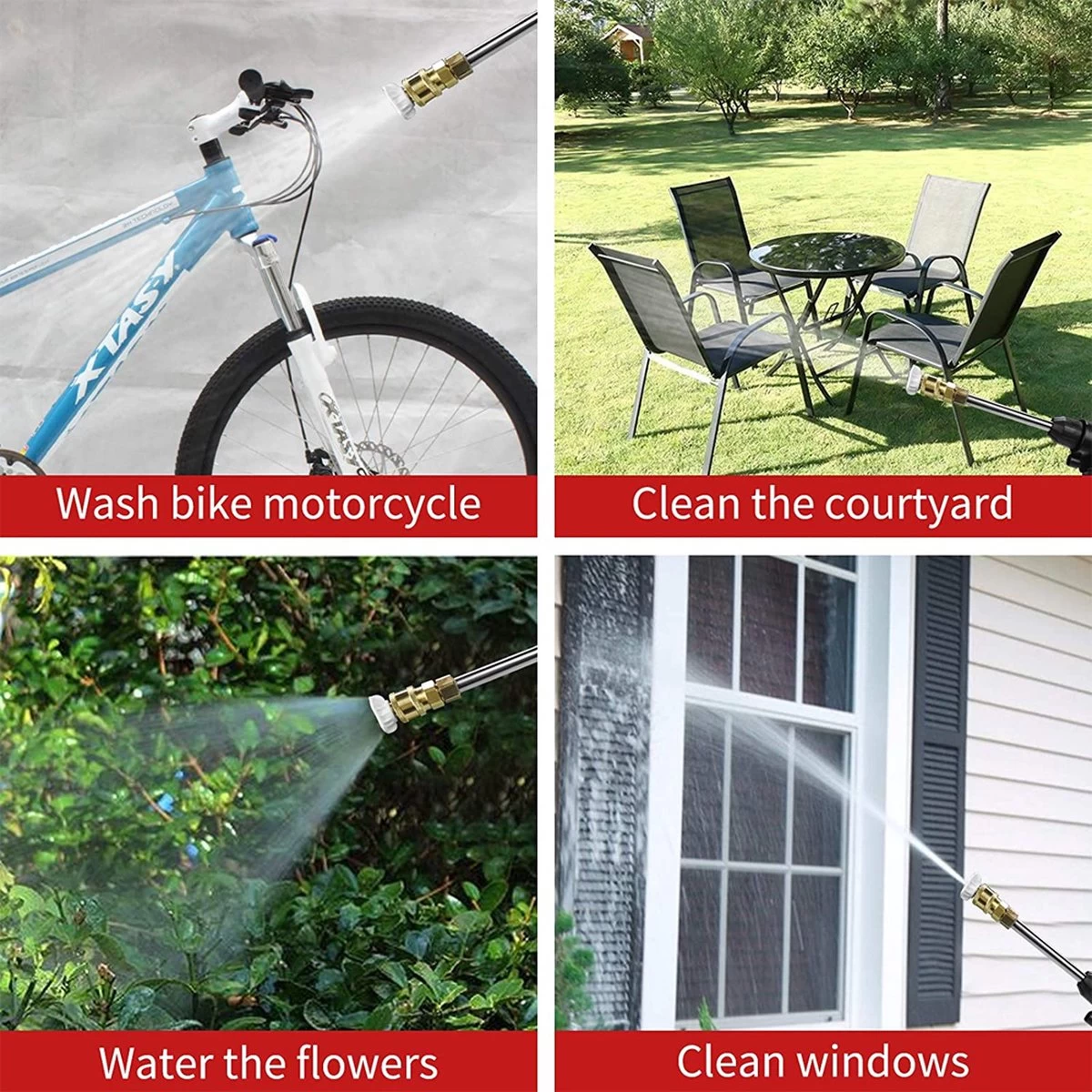 Merkloos Elektrische Accu-Hogedrukreiniger - 1.2mpa - Multifunctioneel Mondstuk - Draagbaar Oplaadbaar Snoerloos - Reinigingsspuitpistool - Met Rijke Accessoires - Voor Auto, Tuin, Terras, Raam - Zwart - Image 6