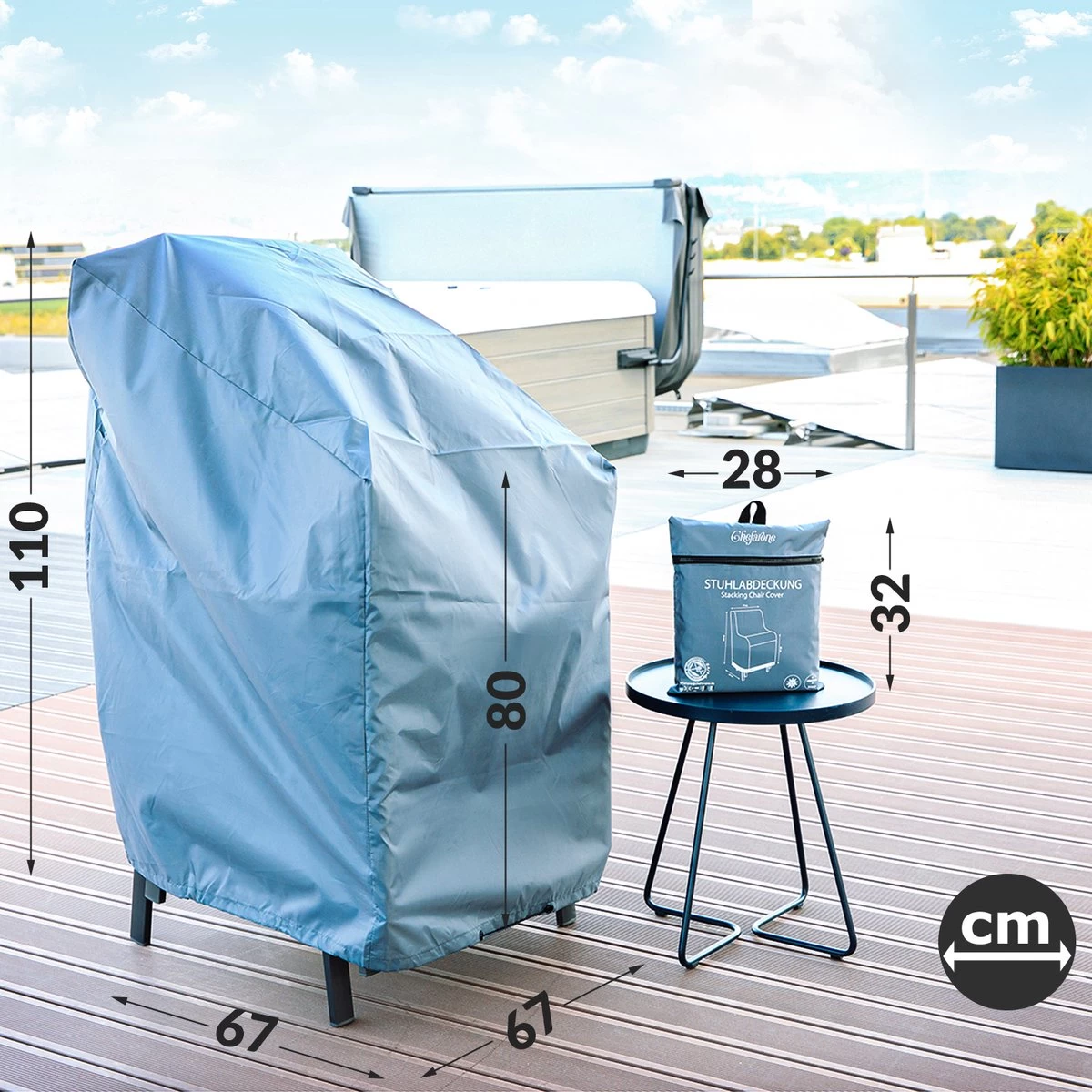 Chefarone Beschermhoes Tuinstoelen - Tuinstoelen Hoes - Tuinmeubelen - Weerbestendig - UV-bescherming - Grijs - Image 2