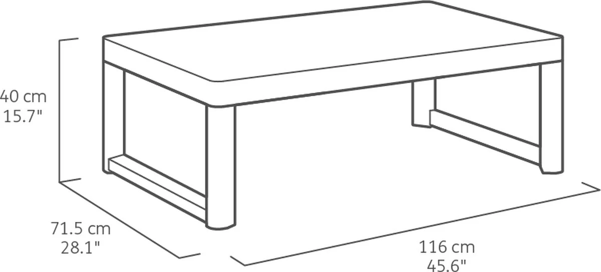 Allibert Lyon Tuintafel - 116x71,5x66/40 Cm - Grafiet - Image 7