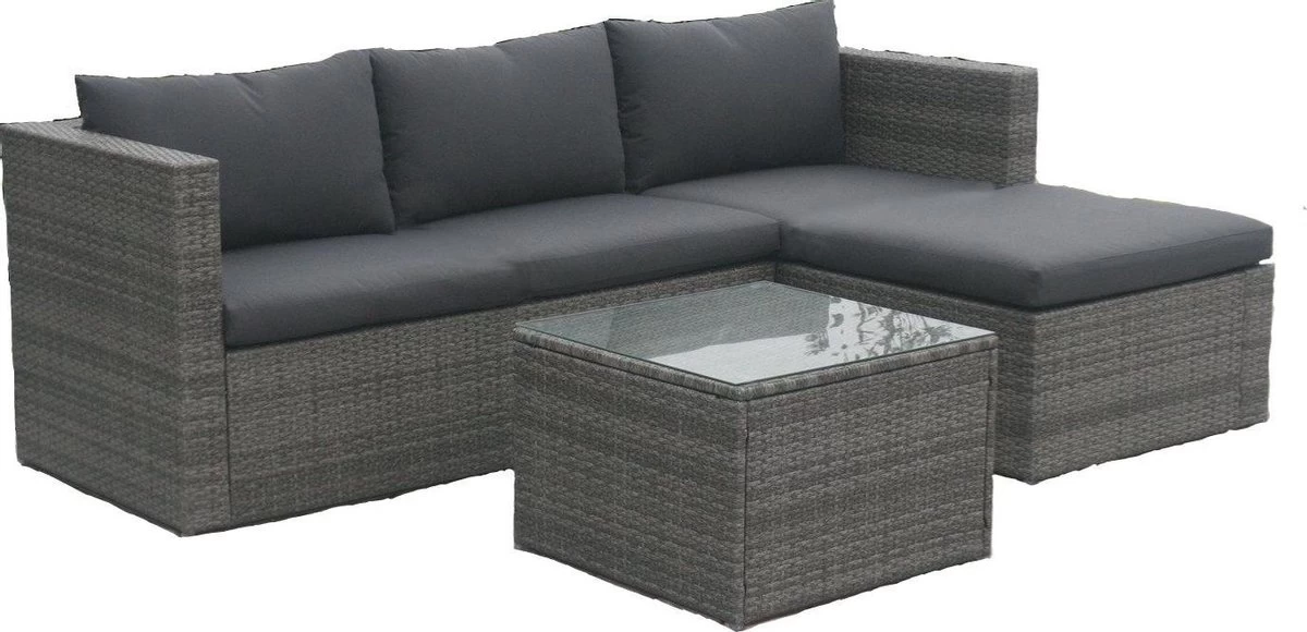 MaxxGarden Loungeset – Rattan Hoekset - 4 Persoons - Incl. Salontafel - Grijs - Image 2