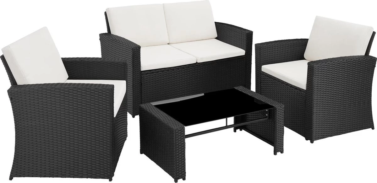 Tectake - Wicker Zitgroep Tuinset Lucca - Zwart - 404131