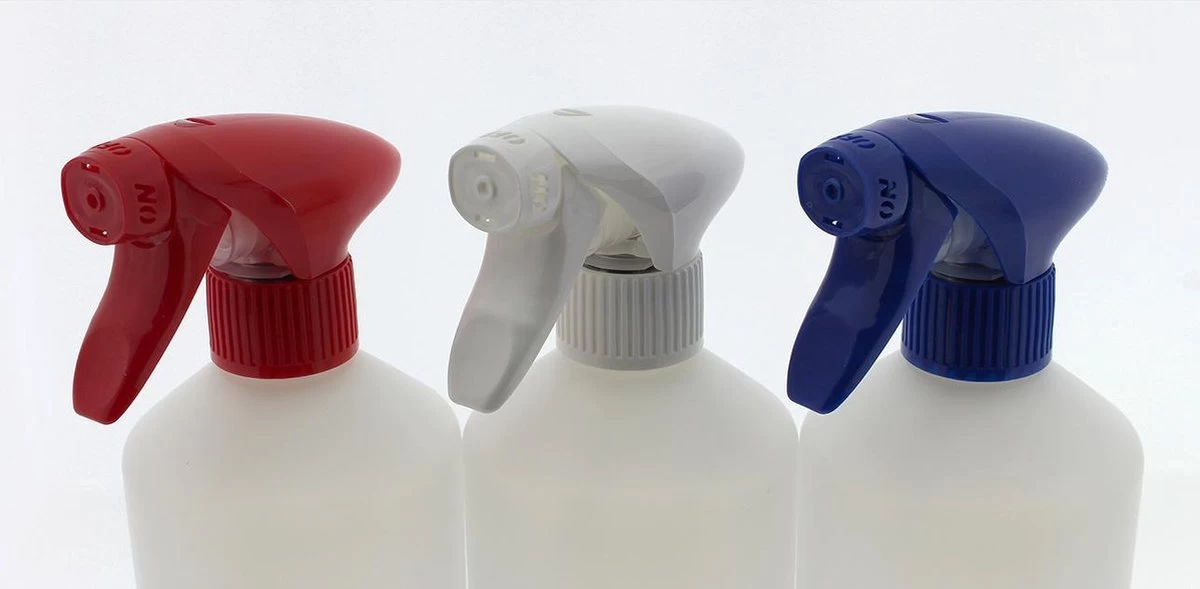 Set Van 3 Lege Sprayflacons 750ml | Professionele Afsluitbare Spraykop | 1 Rode - 1 Witte - 1 Blauwe Spraykop | Navulbaar - Image 2