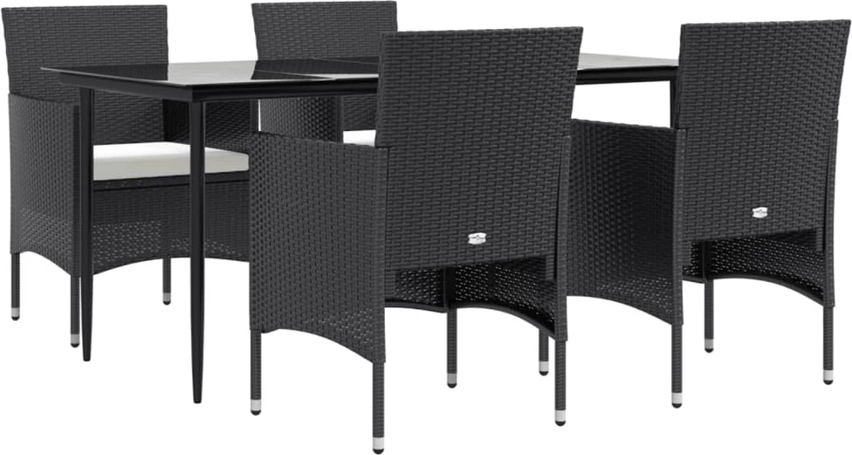 VidaXL 5-delige Tuinset Met Kussens Zwart - Image 8