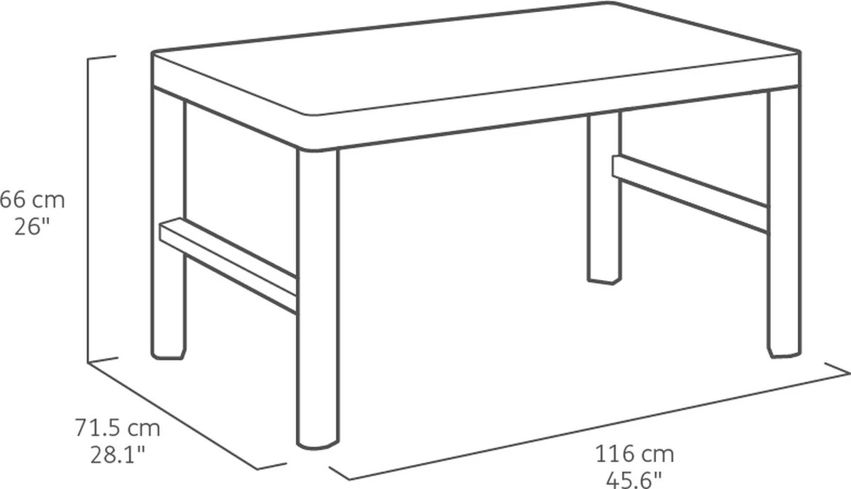 Allibert Lyon Tuintafel - 116x71,5x66/40 Cm - Grafiet - Image 2