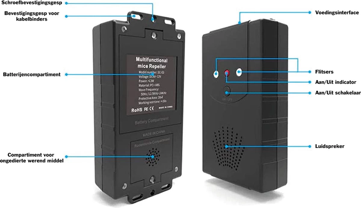 Sparckz Verjager® Marterverjager Auto 12V - Incl. Batterijen - Anti Ongedierte Outdoor & Indoor - Marters, Muizen, Steenmarter & Ratten Verjager - Image 2