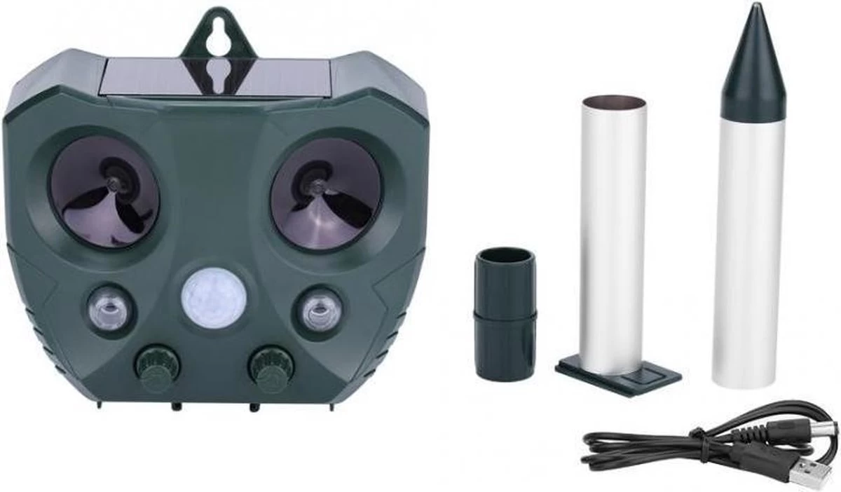 Merkloos Ultrasone Kattenverjager - Kattenschrik - Zonneenergie - Marterverjager - Op Batterijen - Met Adapter - Katten Afweermiddel - Tuin - Ongedierte Verjager - Image 2