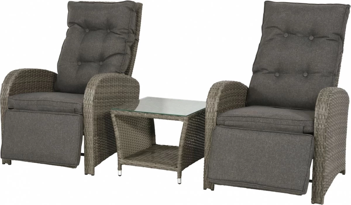 Loungeset Duoset Melia 2 Verstelbare Stoelen + Tafel - Balkonset - Image 10