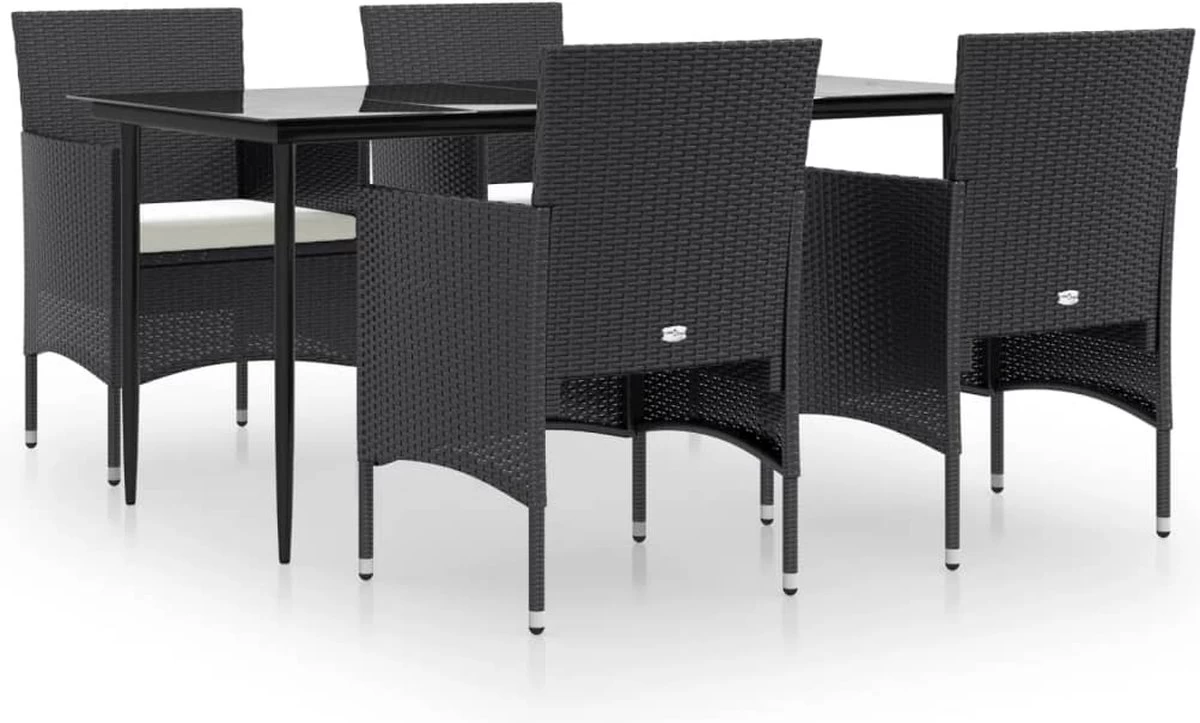 VidaXL 5-delige Tuinset Met Kussens Zwart - Image 5