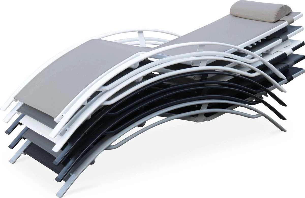 Alice's Garden Louisa Ligstoelen - Aluminium/Textileen - 1,67 M - Antraciet/Grijs - Image 4
