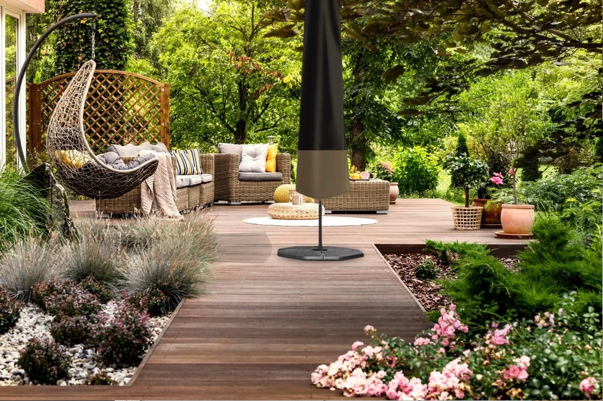 Vannons - Parasolhoes - Parasolhoes Staande Parasol - Max. 3.5 Meter - Zwart/Bruin - Image 5