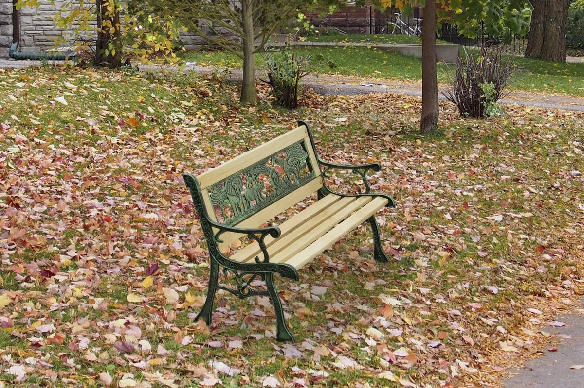 LIFA GARDEN Tuinbank Voor 2 Kinderen | Kinderbank Van Onbewerkt Hout En Ijzer | Nostalgische Tuinbank Met Jungle Afbeelding In De Rugleuning | Tuinbank Om Te Beitsen | 82 X 39 X 50 Cm - Image 5