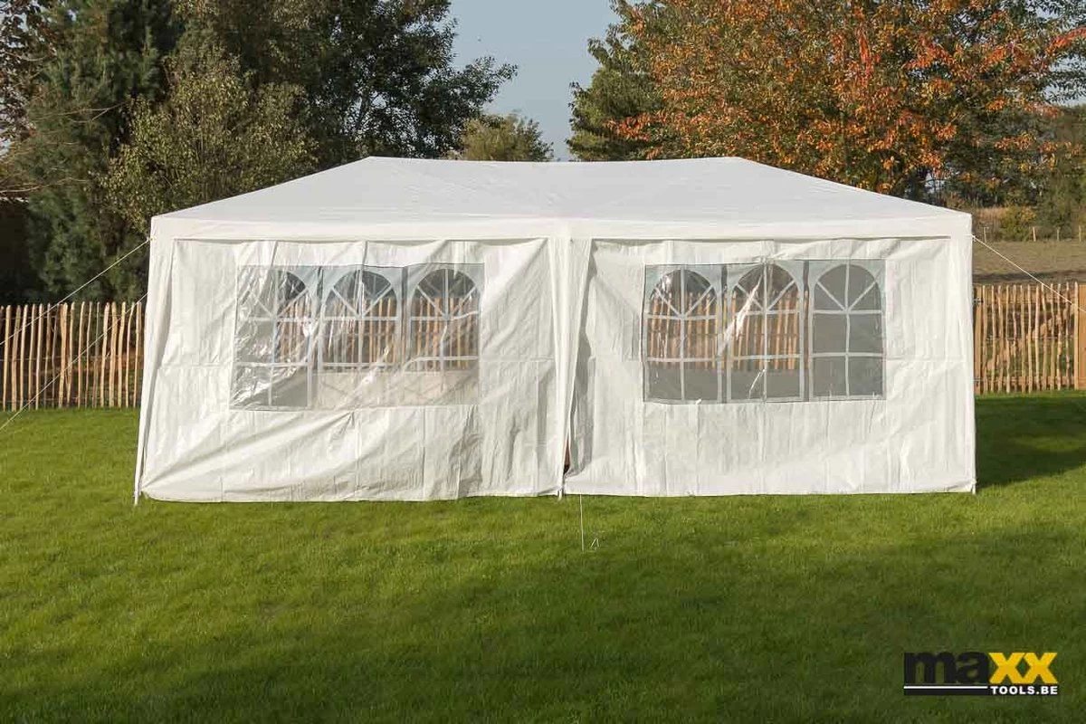 MaxxGarden Partytent - Paviljoen - 300 X 600 X 250 Cm - Met Zijwanden - Waterdicht Pro - 32mm Buizen – Wit - Image 9