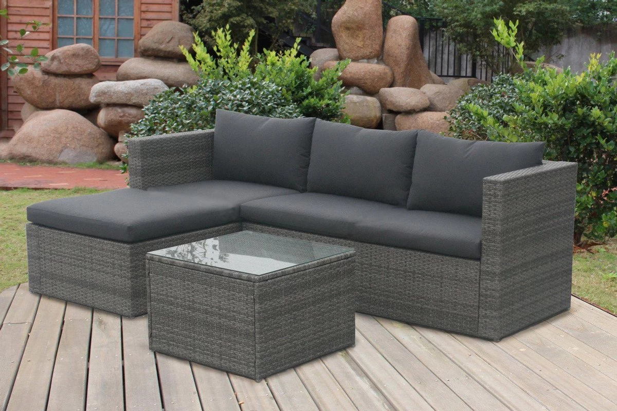 MaxxGarden Loungeset – Rattan Hoekset - 4 Persoons - Incl. Salontafel - Grijs - Image 4