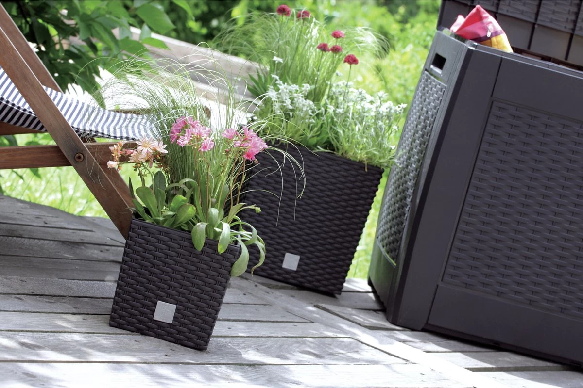 Prosperplast Kunststof Rato Rotan Bloempot/plantenpot Met Binnenpot Antraciet 40 Cm - Bloempotten Voor Binnen En Buiten - Image 6