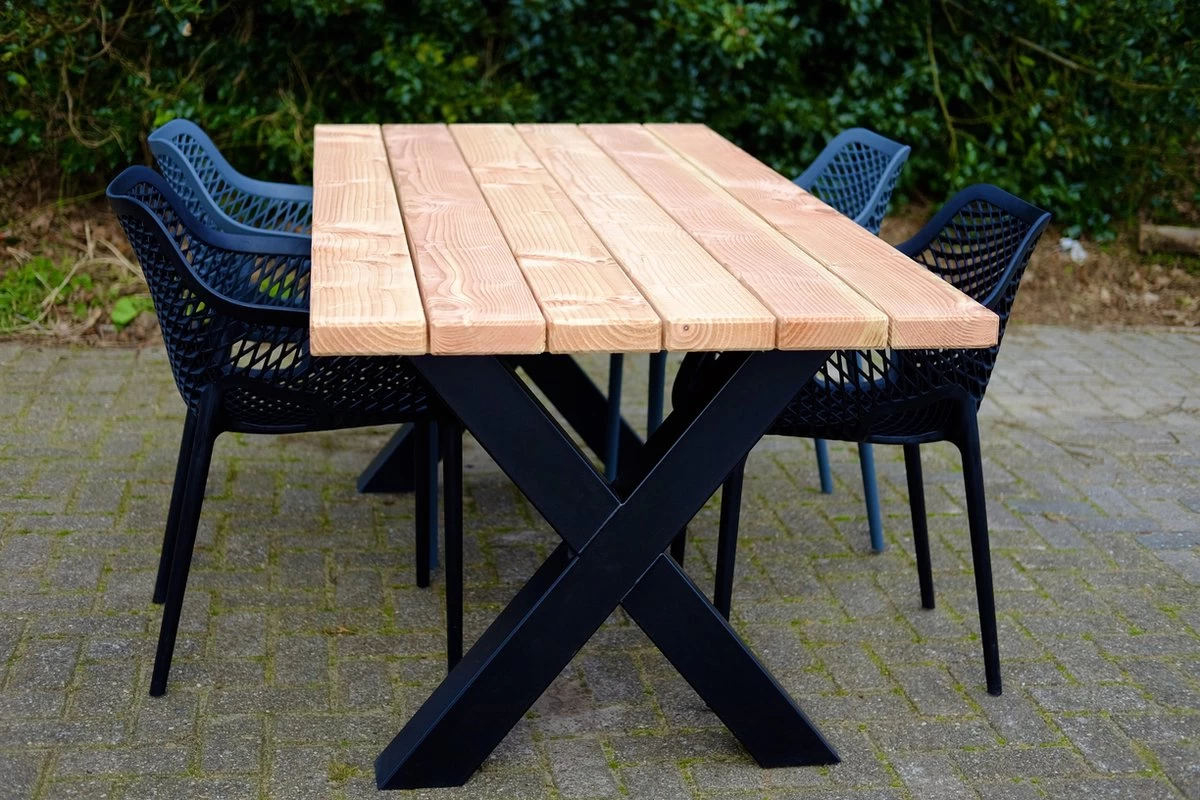 Tuintafel Douglas 220 Cm X 90 Cm | Stalen Poten | + Montage | Duurzame Eettafel | Onderhoudsarm 6-8 Personen | Geschaafd Hout | DuuMaa - Image 2