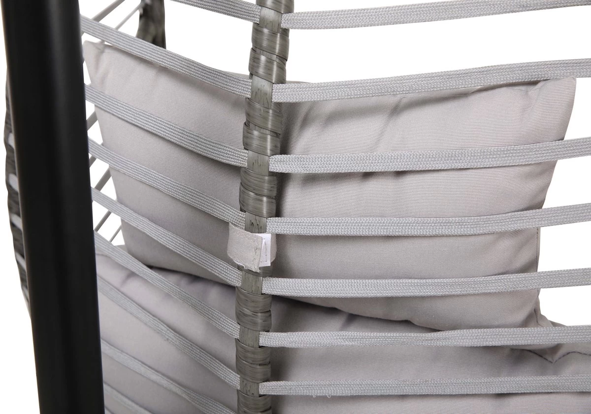 Pro Garden Lowander Hangstoel Egg 191x126x126- Schommelstoel Met Rattan Cocoon En Robuust Stalen Standaard Incl. Kussens - Volledig Inklapbaar - Lichtgrijs - Image 8