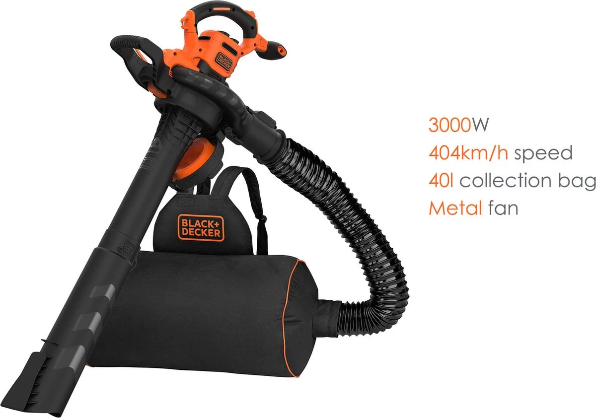 Black & Decker BLACK+DECKER BEBLV300SB-QS Bladblazer - 404 Km/u - 3000W - Zuig-/blaasfunctie - Gesnoerd - Image 2
