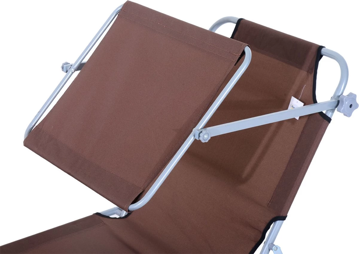 Outsunny Ligstoel Ligbank Voor Buiten Ligstoel Voor Op Het Strand Inklapbaar Met Zonnedak 3 Kleuren 84B-001 - Image 9