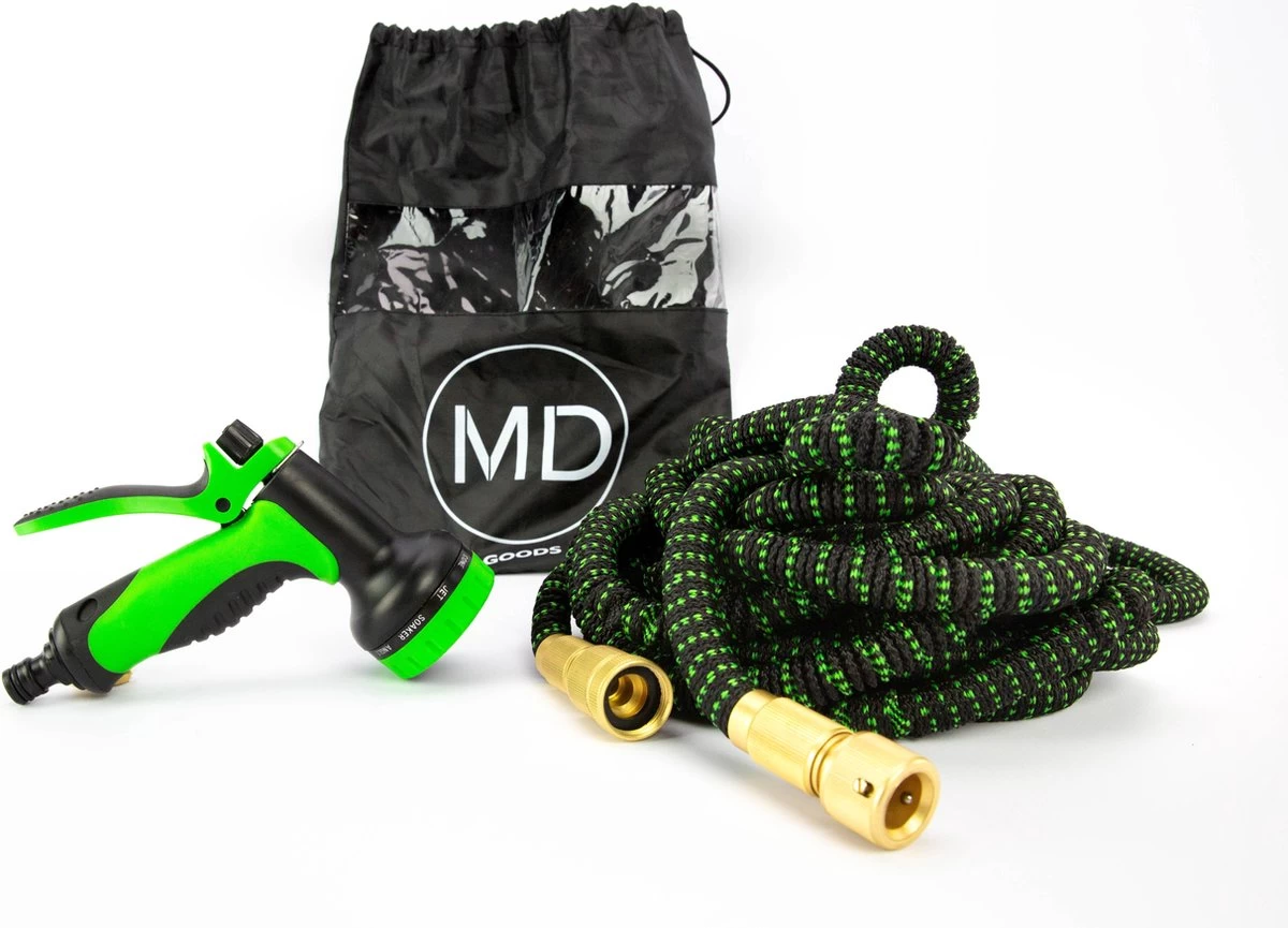 MD-Goods ® Super Sterk Uitrekbare Tuinslang Tot 30 Meter + GRATIS Tas En Koppelstuk - Tuinsproeier - Tuin Besproeien - Waterslang - Sproeikop - Groen - Flexibel Elastisch - Image 6