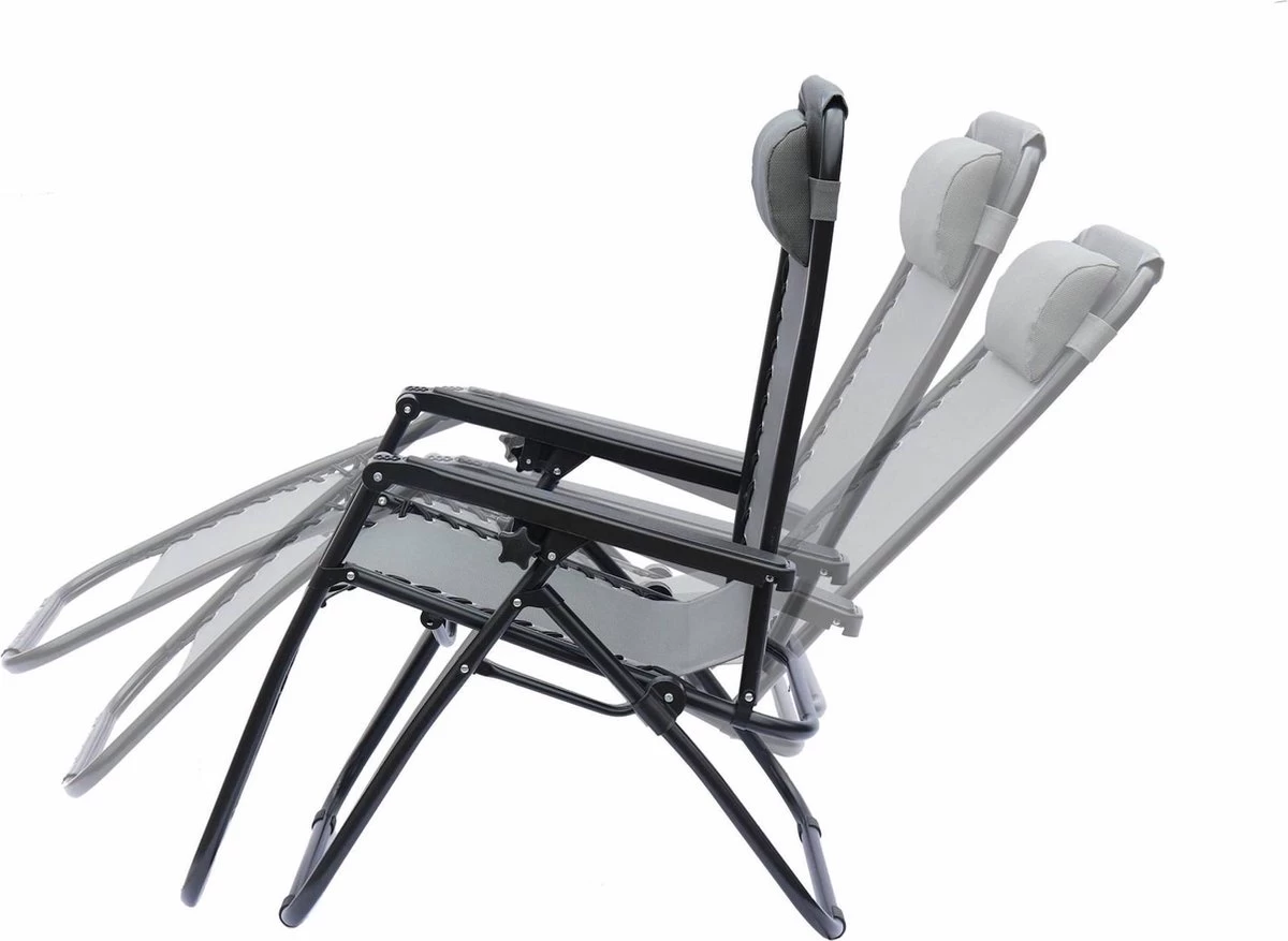 Alice's Garden Campingstoel PATRICK - Set Van 2 - Opvouwbaar - Verstelbaar - Grijs - Image 4