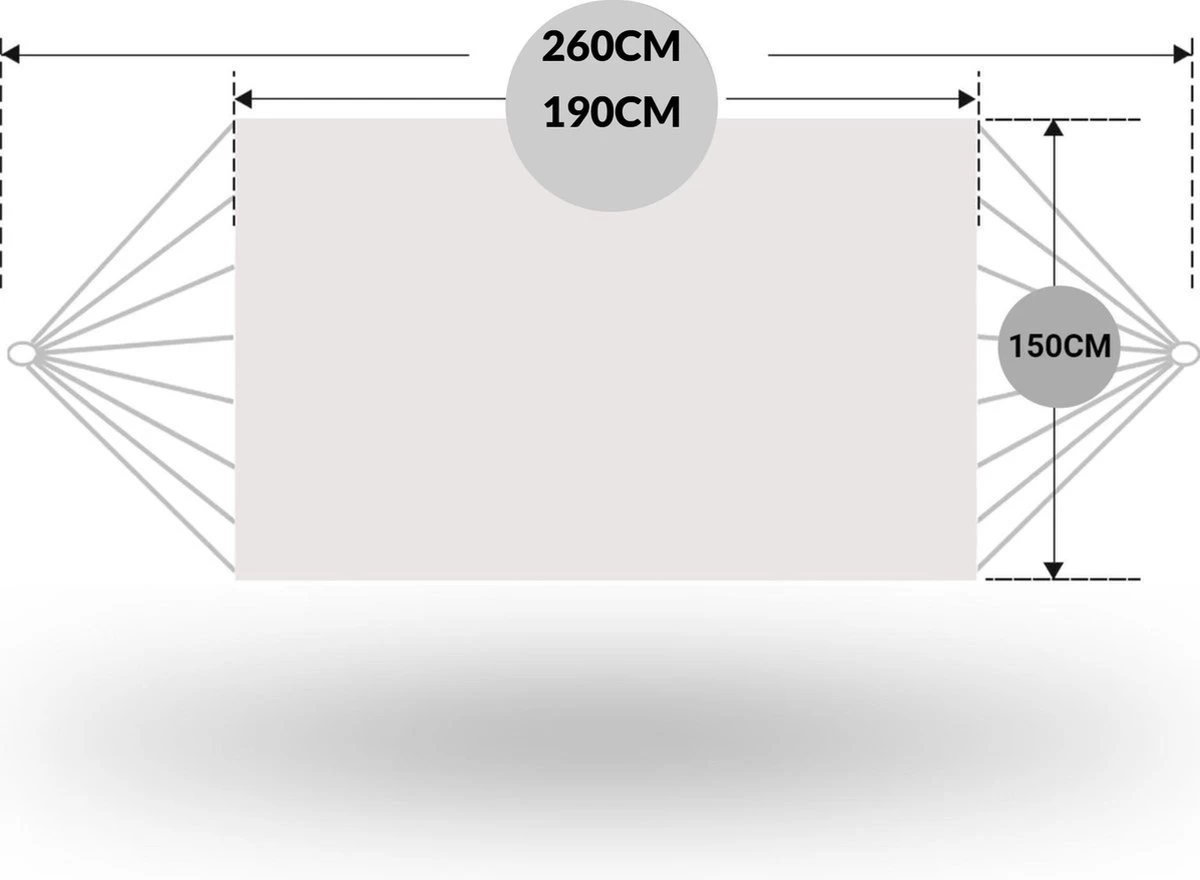 Dubbele Hangmat Zwart Met Spreidstok - 1 Of 2 Persoons - Lig Oppervlak 190x150cm - Lengte 260cm - Image 7